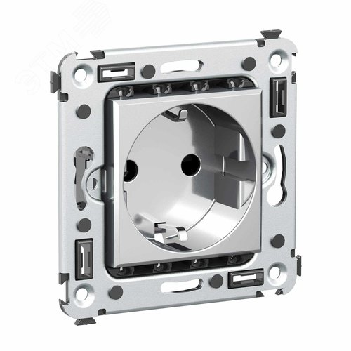Avanti Розетка в стену 2P+E с з/ш  Закаленная сталь - фото 2