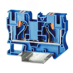 Клемма проходная, зажим push-in, 2 точки подключения, 10 кв.мм, синяя - фото 1