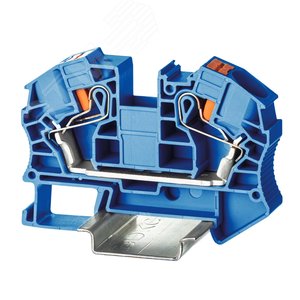 Изображение товара Клемма проходная, зажим push-in, 2 точки подключения, 16 кв.мм, синяя (шт)