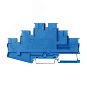 Клемма трехуровневая, зажим push-in, 6 точек подключения с перемычкой между уровнями, 2.5 кв.мм, синяя - фото 2