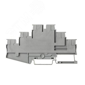 Клемма трехуровневая, зажим push-in, 6 точек подключения с перемычкой между уровнями, 2.5 кв.мм, серая - фото 2