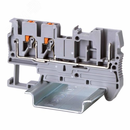 Клемма проходная под вставной разъем, зажим push-in, 3 точки подключения, 2.5 кв.мм, серая - фото 1