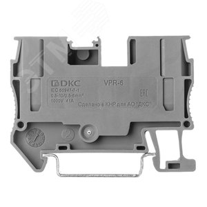 Клемма проходная, зажим push-in, 2 точки подключения, 6 кв.мм, серая - фото 2