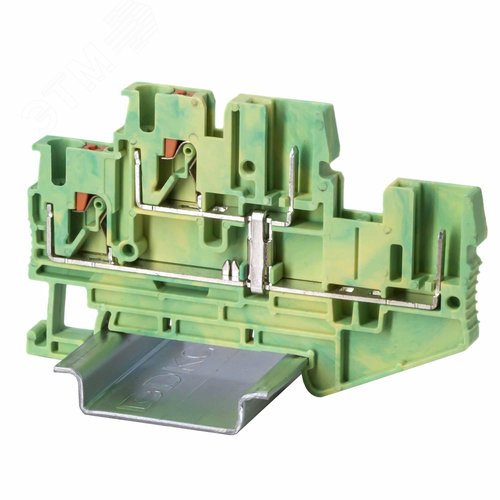 Клемма заземления двухуровневая под вставной штекер, зажим push-in, 4 точки подключения, 2.5 кв.мм - фото 1