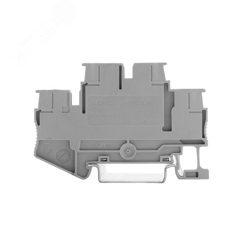 Клемма двухуровневая, проходной уровень и заземление, зажим push-in, 4 точки подключения, 2.5 кв.мм, серая - фото 2