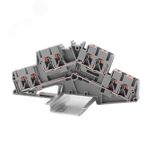 Клемма двухуровневая, зажим push-in, 8 точек подключения, 2.5 кв.мм, серая - фото 1