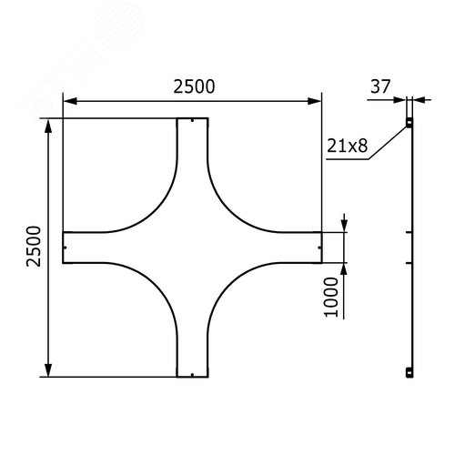 Крышка на X-ответвитель 1000 R=660мм - фото 2