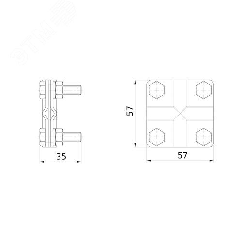 Ответвитель горизонтальный Х-образный 50х50 глухой цинк-ламельный - фото 2
