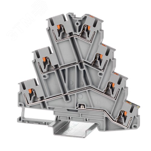 Клемма многоуровневая для подключения электродвигателя, зажим push-in, 7 точек подключения, 2.5 кв.мм, серая - фото 1