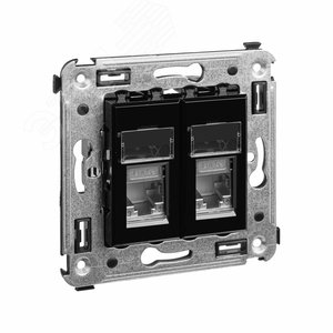 Avanti Розетка RJ-45 в стену, 5e двойная экранированная, ''Черный квадрат'' - фото 2
