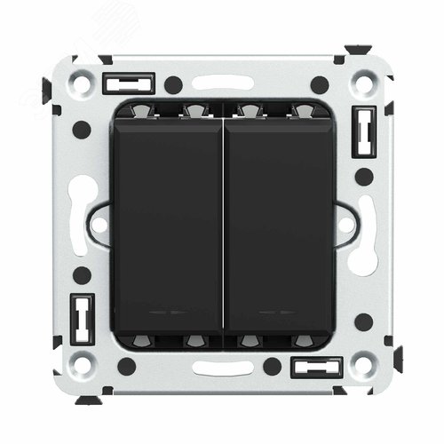 Avanti Инвертор двухклавишный в стенуЧерный       матовый (Переключатель сх. 7+7) - фото 1