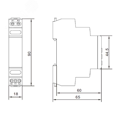 Реле контроля напряжения однофазное, конфигурация контакта 1CO, 24-48В AC/DC - фото 3