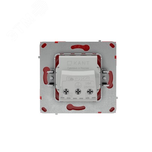 Розетка силовая, 2P+E, с заземлением без з/ш,     KANT, красный сатин - фото 9
