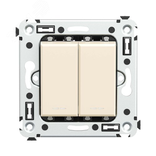 Avanti Выключатель двухклавишный в стену, ''Ванильная дымка'' - фото 1