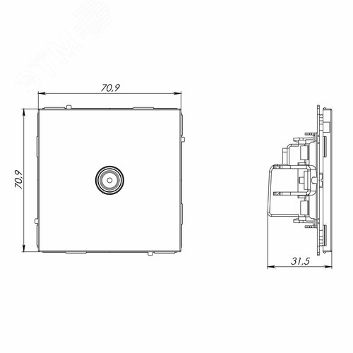 Розетка TV проходная, KANT, белая магнолия - фото 7