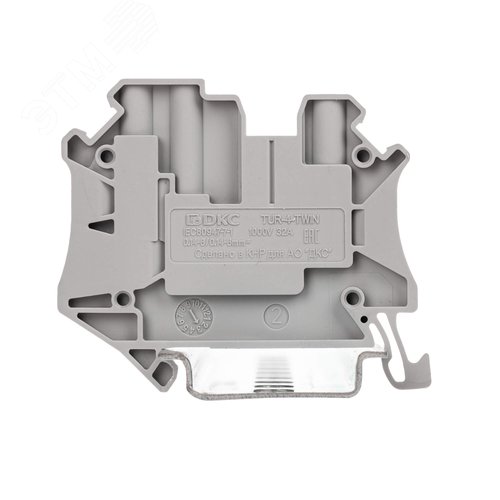 Клемма проходная, винтовой зажим, 3 точки подключения, 4 кв.мм, серая - фото 2