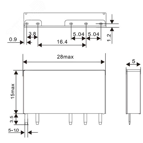Реле миниатюрное ультратонкое, 1CO, коммутируемый ток 6 А, AgSnO напряжение 48V DC - фото 2