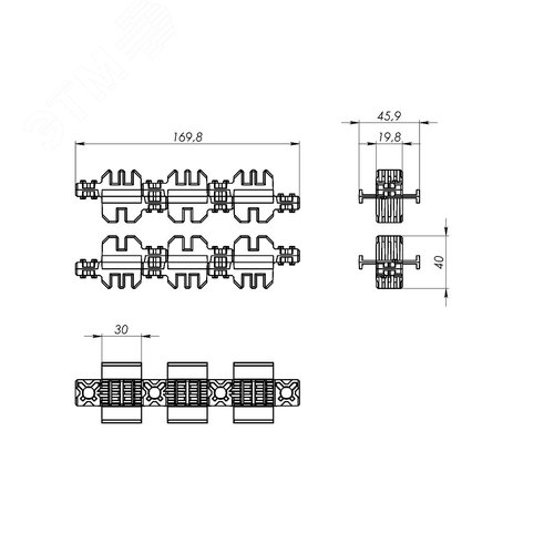 Комплект изоляторов главной шинной системы 1-2 шины на полюс, толщиной 5мм, 3Р - фото 7