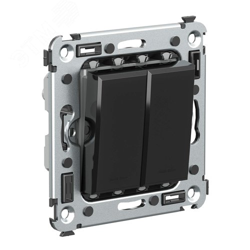 Avanti Переключатель двухклавишный в стену, ''Черный квадрат'' - фото 2