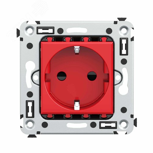 Avanti Розетка в стену, 2P+E, с защитными шторками, ''Красный квадрат'' - фото 1