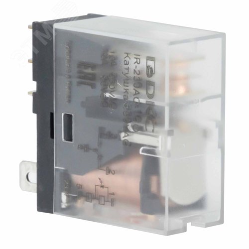 Реле миниатюрное промышленное, 1CO, коммутируемый ток 12 А, AgSnO, напряжение 230V AC, опция – светодиод - фото 1