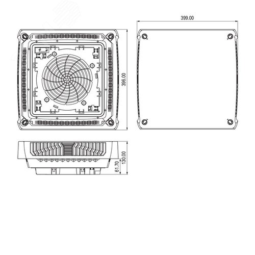 Потолочный вентилятор 135x400x400 мм, 1250/1350 м3/ч, 115 В, IP55 - фото 5