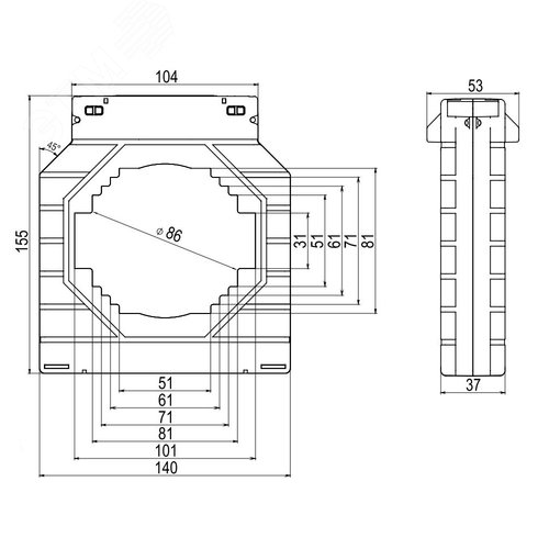 Трансформатор тока CT100 4000/5А, класс точности 0.2S, 10ВА - фото 2