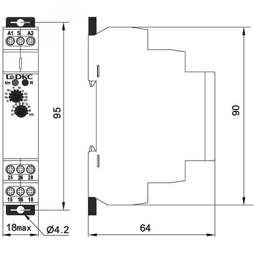 Реле времени, задержка включения, конфигурация контакта 2CO, AC/DC 12-240 В - фото 3