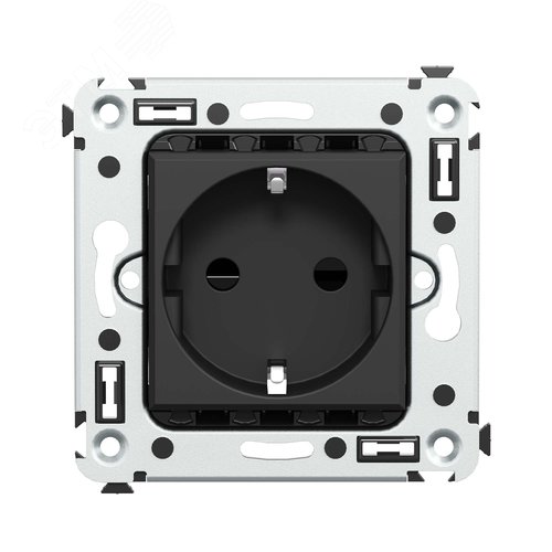 Avanti Розетка в стену, 2P+E, с з/ш, Черный       матовый - фото 1