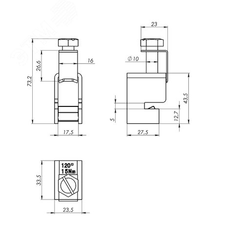 Клемма шинная 5 мм для кабеля 70-120 мм - фото 7