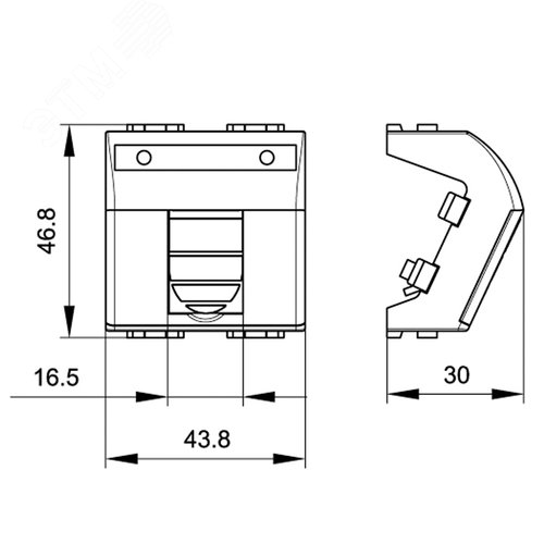 Адаптер для информационных разъемов Кейстоун (Keystone), черный, 2мод. - фото 2