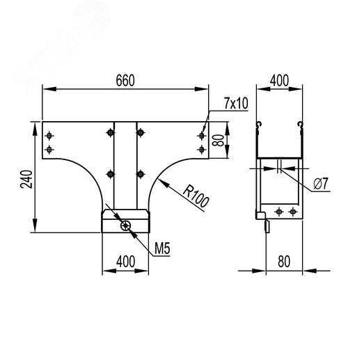 Ответвитель TDS Т-образный вертикальный универсальный основание 400в комплекте в комплекте крепежные элементы соединительные пластины - фото 7