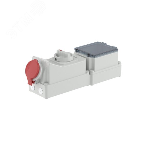 Розетка наружной установки с механической блокировкой и DIN-рейкой на 6 модулей IP44 32A 3P+E+N 400В - фото 1