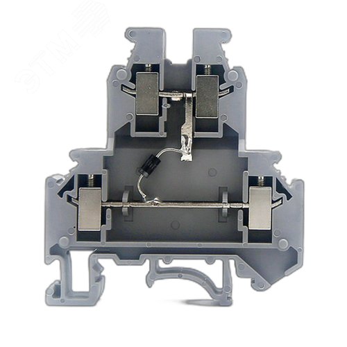 Клемма со встроенным диодом, винтовой зажим, 4 точки подключения, 4 кв.мм, серая - фото 1