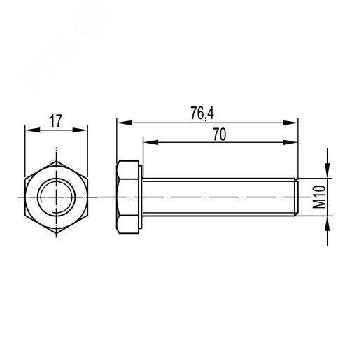 Болт шестигранная головка М10х70 (1 уп.-30 шт.) - фото 2