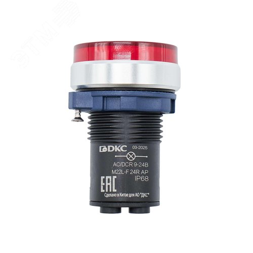 Сигнальная лампа со встроенным диодом 9-24В, красная, алюминиевое кольцо, зажим Plug-In - фото 2