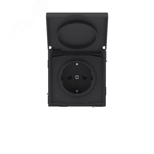 Изображение товара Розетка силовая, 2P+E, с з/ш, с крышкой, IP44, KANT, черный уголь (шт)