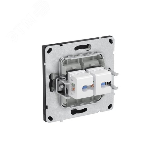 Компьютерная розетка RJ-45 без шторки, кат.6А двойная, KANT, черный уголь - фото 5