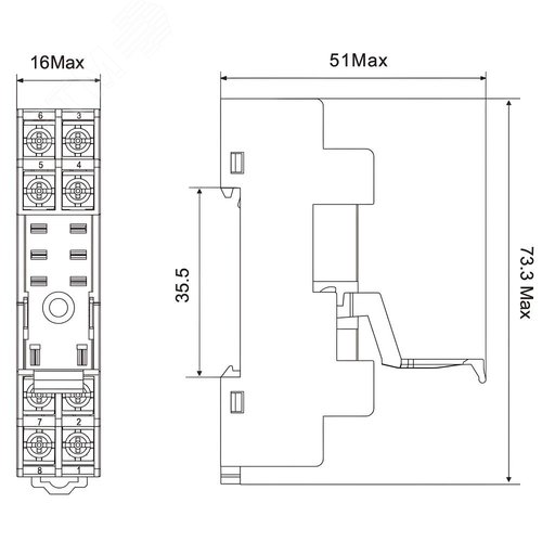 Колодка c винтовыми клеммами низкопрофильная для реле IR на 2 группы контактов - фото 5