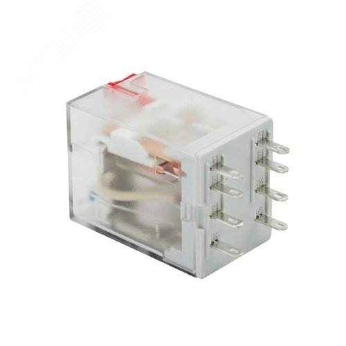 Реле миниатюрное промышленное общего назначения, 2CO, коммутируемый ток 12 А, AgSnO, напряжение 230V AC, опция – тест-кнопка+светодиод - фото 2