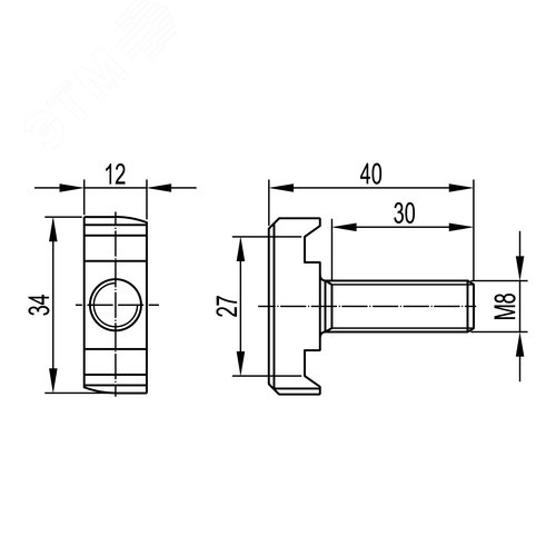Винт крепления С-образному профилю М8х30 - фото 2