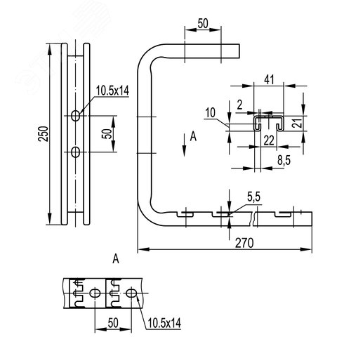 Консоль легкая основание 200 мм 2 мм потолочная для проволочного лотка - фото 2