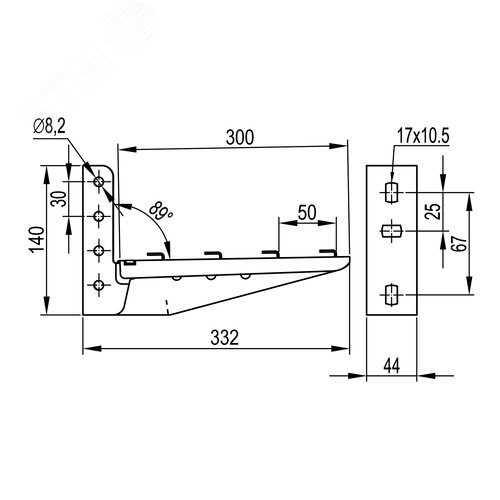 Консоль с опорой ML основание 300 нержавеющая сталь - фото 2