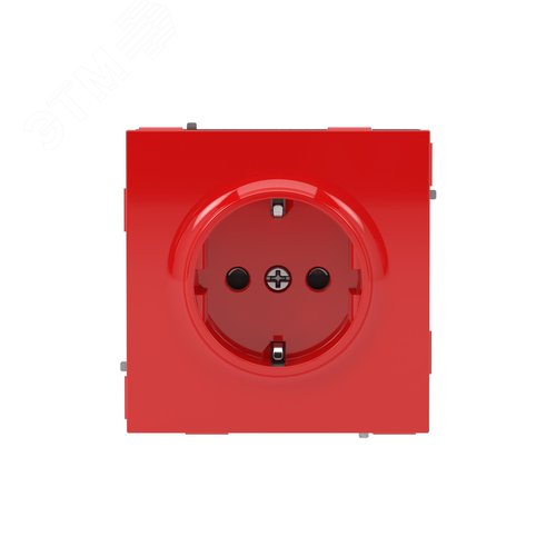Розетка силовая, 2P+E, с з/ш, KANT, красный сатин - фото 1