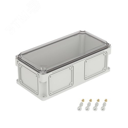 Изображение товара Корпус IP66/IP67, 400х200х146 мм, без МП, с фланцами, прозрачная крышка H= 21 мм (шт)