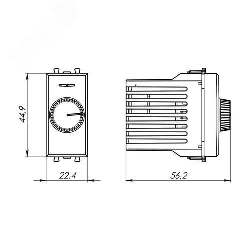 Диммер поворотный модульный, Avanti, черный матовый, 1 модуль - фото 2