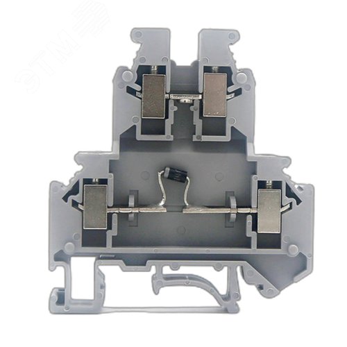 Клемма со встроенным диодом, винтовой зажим, 4 точки подключения, 4 кв.мм, серая - фото 1