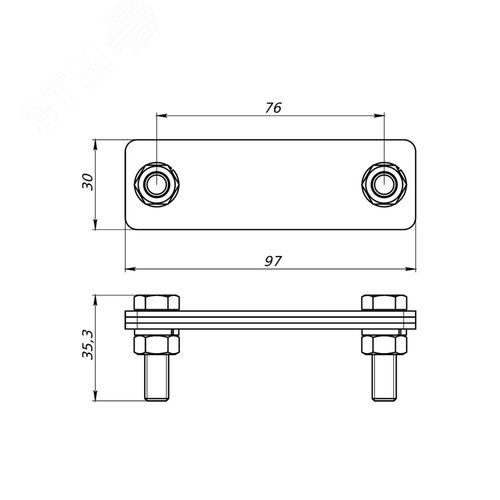 Соединитель продольный полоса, 97х30 мм, нержавеющая сталь - фото 2