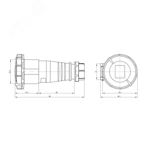 Розетка кабельная IP67 32A 3P+E 400В - фото 2