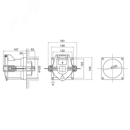 Розетка панельная PSS IP67 250A 3P+E+N 690В - фото 4